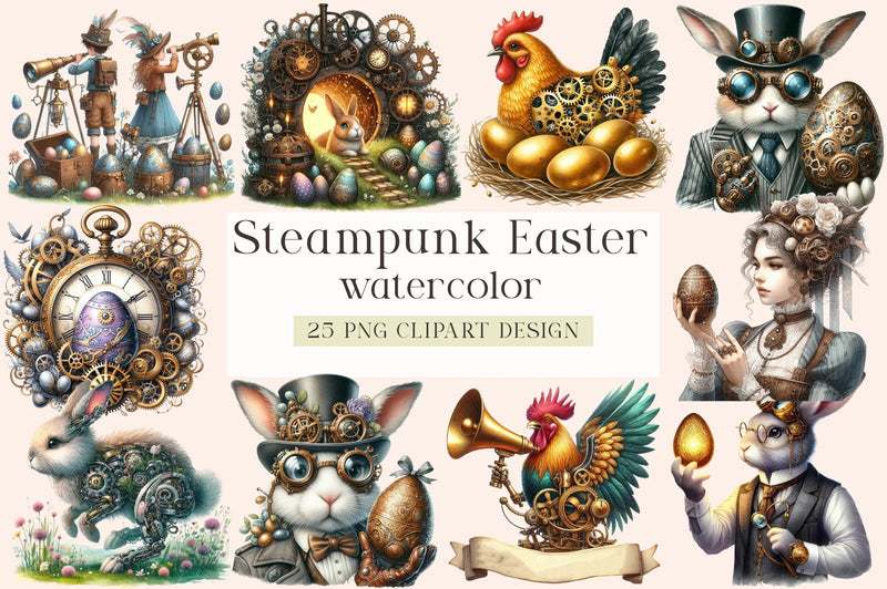 Steampunk Easter Clipart Bundle - CraftNest - Digital Crafting and Art