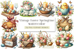 Vintage Easter Springtime Clipart Bundle - CraftNest - Digital Crafting and Art