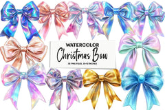 Iridescent Christmas Bow Clipart Bundle - CraftNest - Digital Crafting and Art