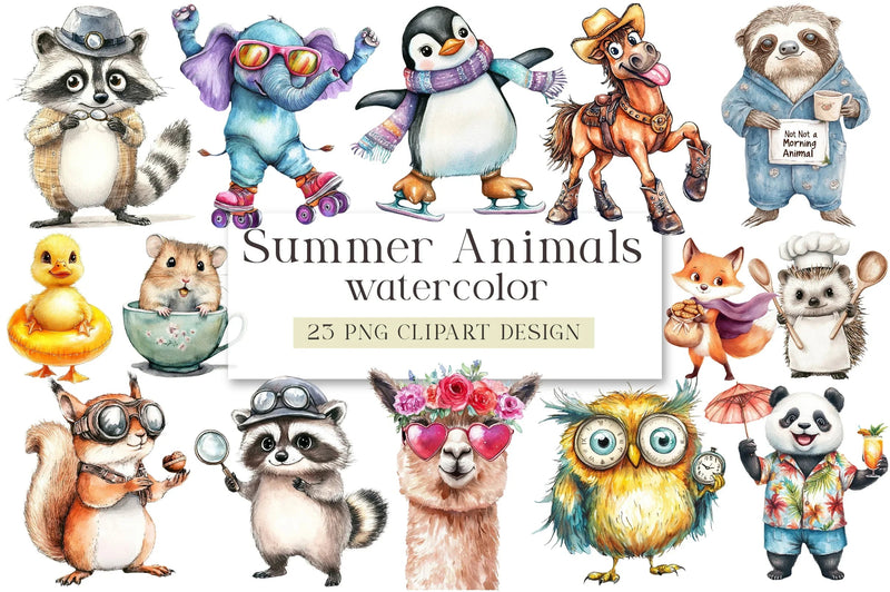 Summer Animals Clipart Bundle - CraftNest - Digital Crafting and Art