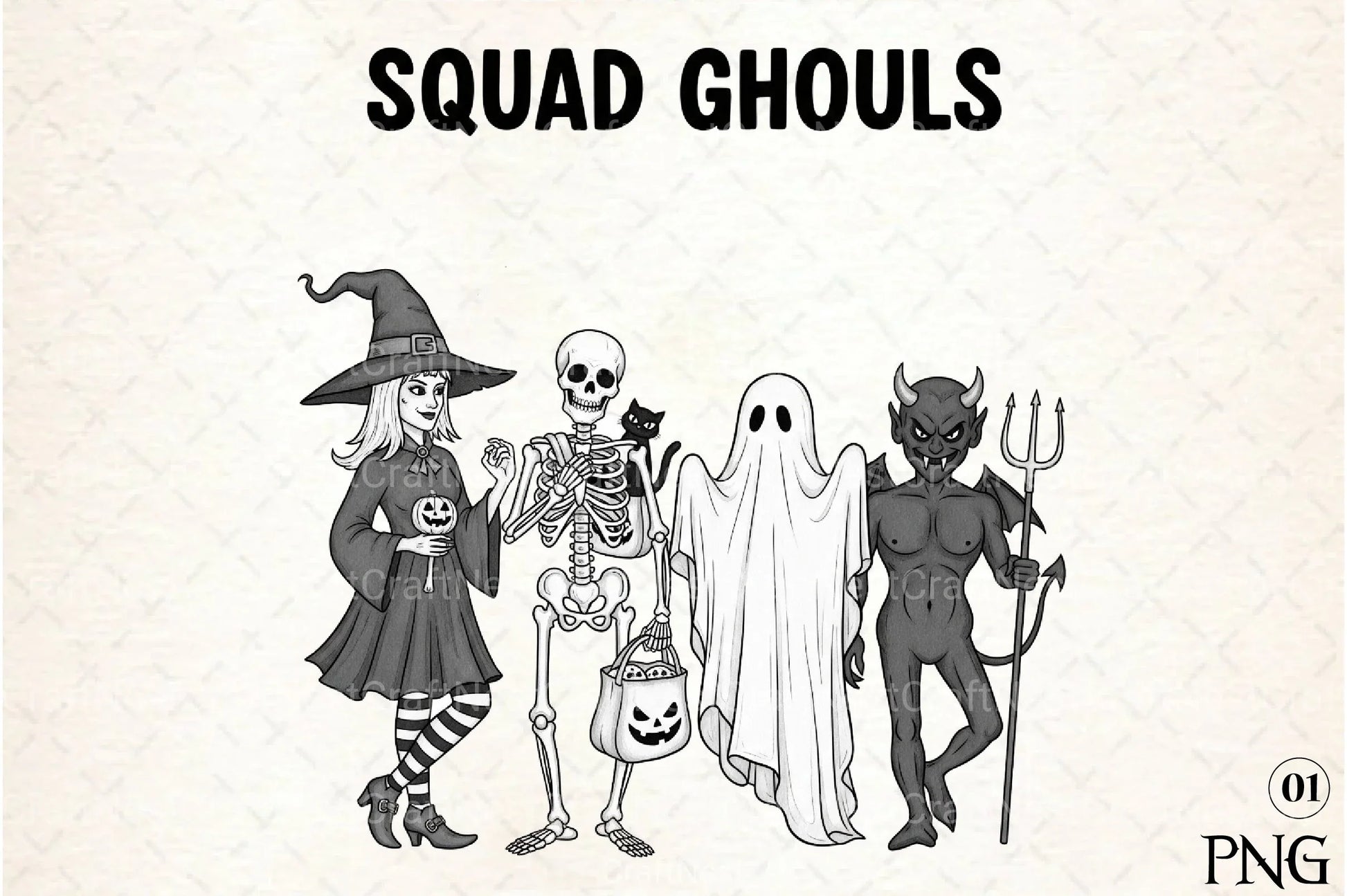 Vintage Halloween Witch Squad Ghouls Clipart Bundle - CraftNest - Digital Crafting and Art