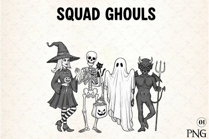 Vintage Halloween Witch Squad Ghouls Clipart Bundle - CraftNest - Digital Crafting and Art