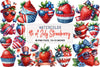 4th of July Strawberry Clipart Bundle