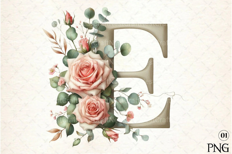 Floral Alphabet Clipart Bundle 11 - CraftNest - Digital Crafting and Art