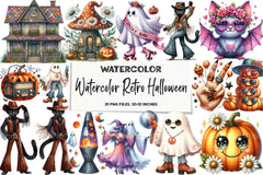 Retro Halloween Clipart Bundle 1 - CraftNest - Digital Crafting and Art