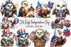 Cute Eagle Independence Day Clipart Bundle - CraftNest - Digital Crafting and Art