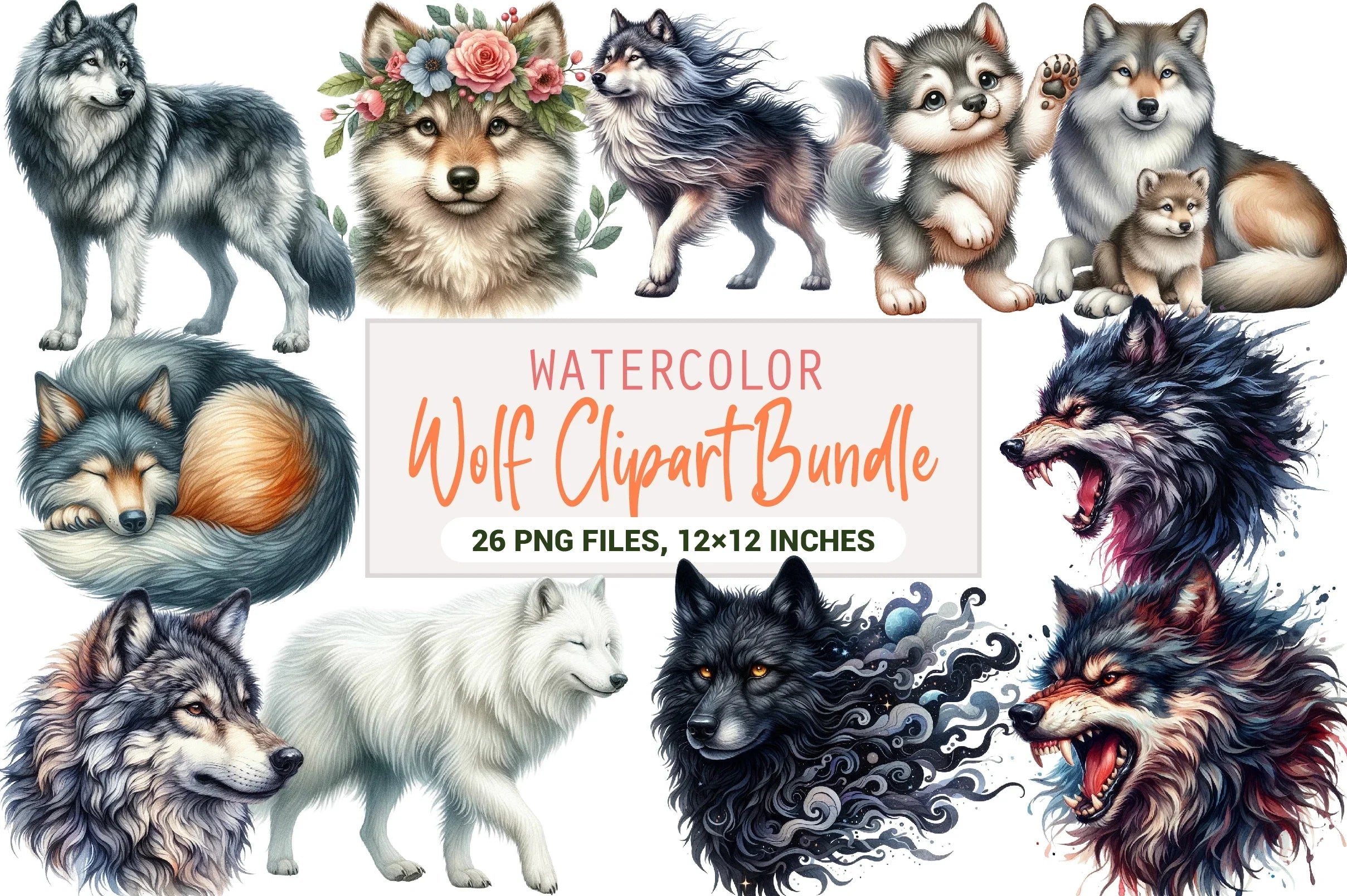 Wolf Clipart Bundle - CraftNest - Digital Crafting and Art