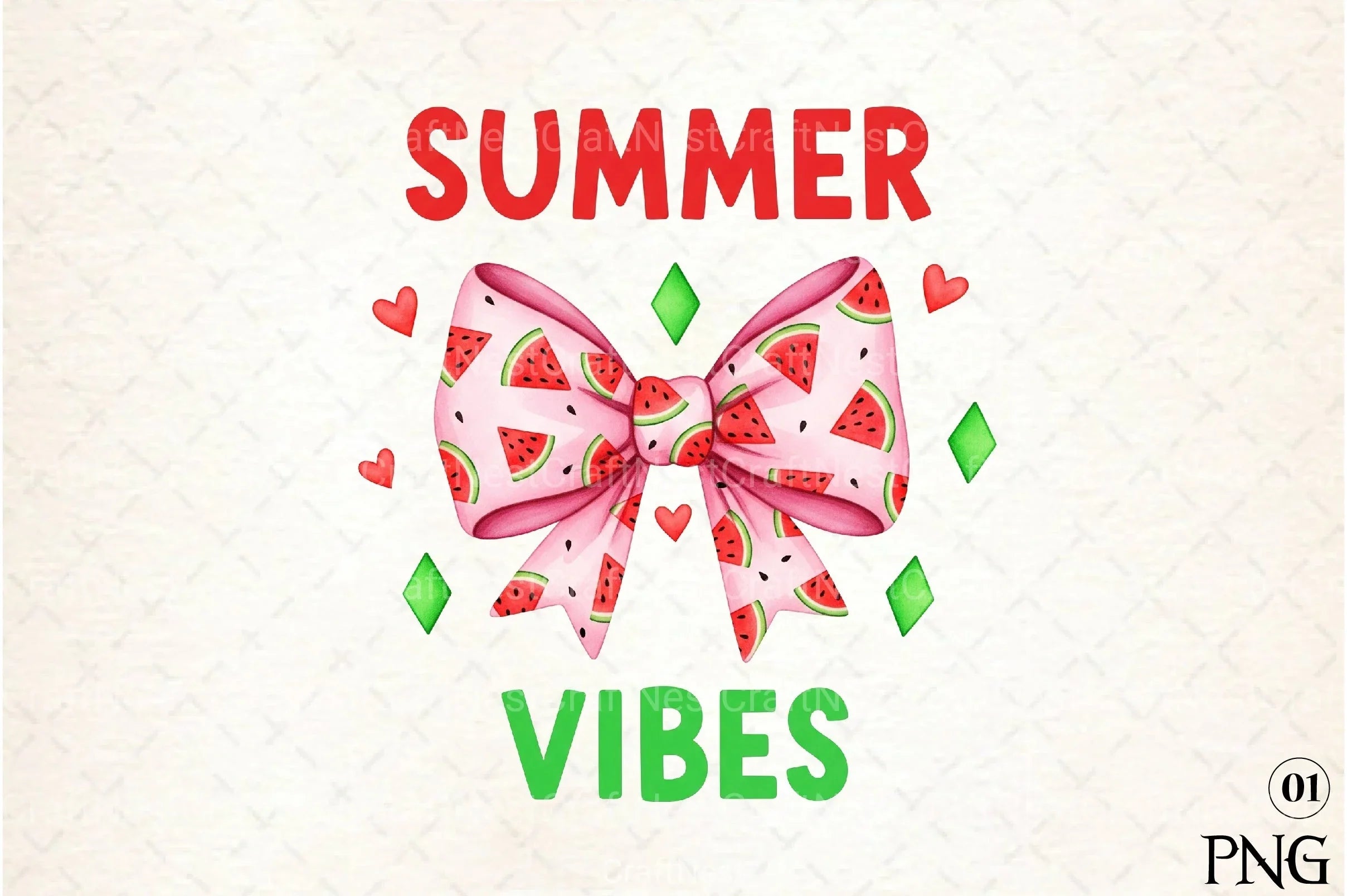 Summer Vibes Watermelon Bow Clipart Bundle - CraftNest - Digital Crafting and Art