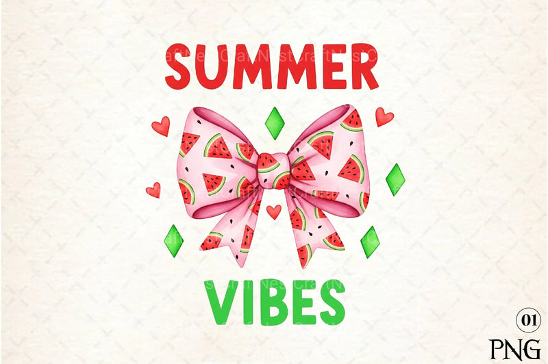 Summer Vibes Watermelon Bow Clipart Bundle - CraftNest - Digital Crafting and Art