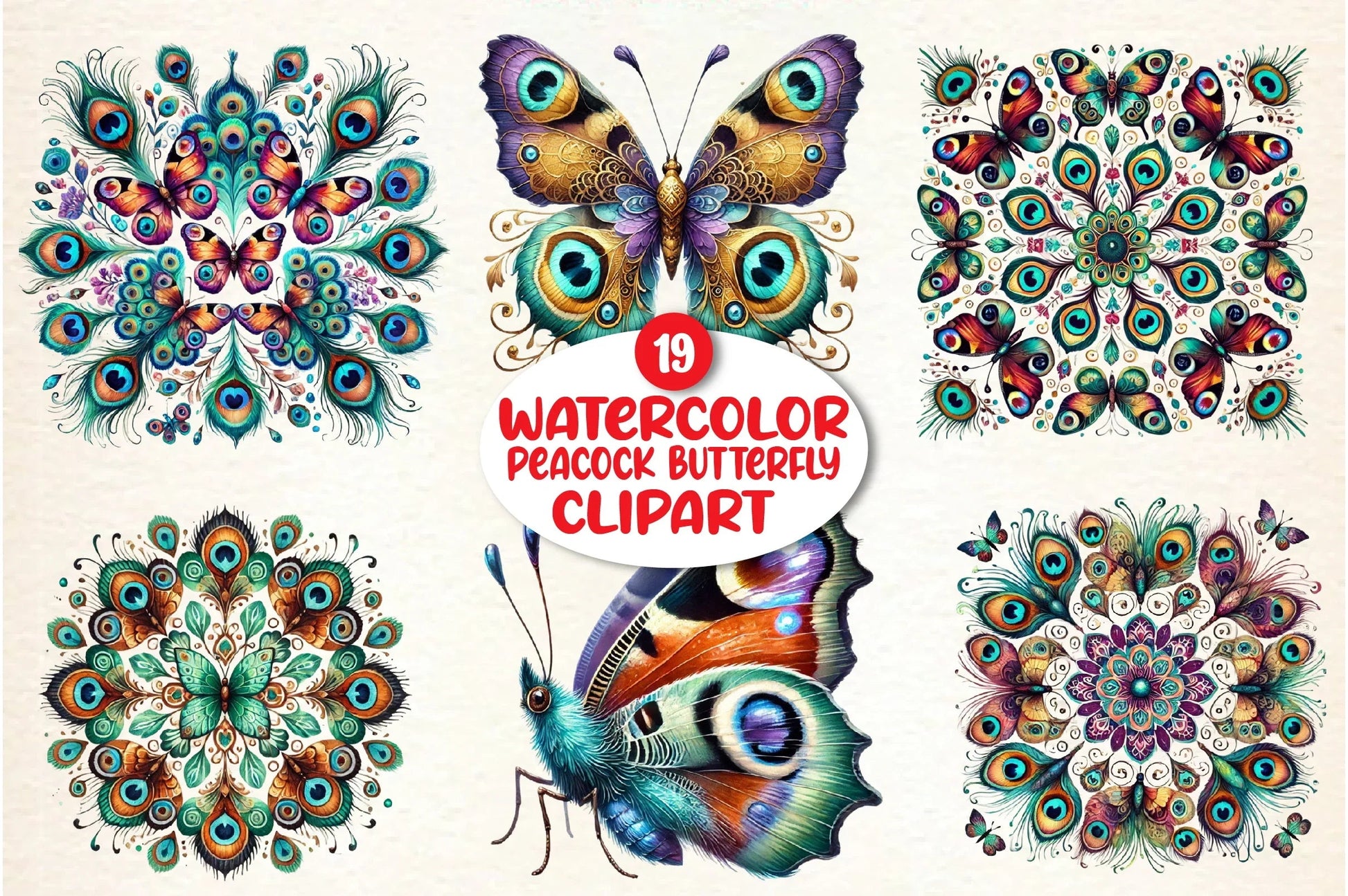 Peacock Butterfly Clipart Bundle - CraftNest - Digital Crafting and Art