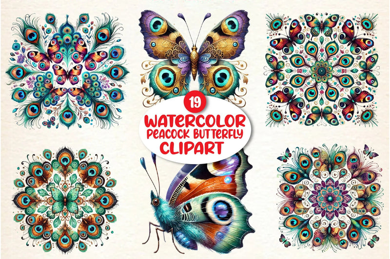 Peacock Butterfly Clipart Bundle - CraftNest - Digital Crafting and Art