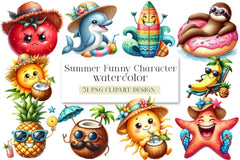 Summer Funny Character Clipart Bundle - CraftNest - Digital Crafting and Art