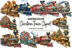 Christmas Trains Clipart Bundle - CraftNest - Digital Crafting and Art