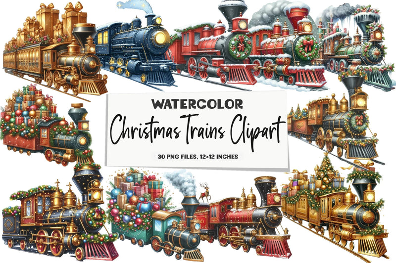 Christmas Trains Clipart Bundle - CraftNest - Digital Crafting and Art