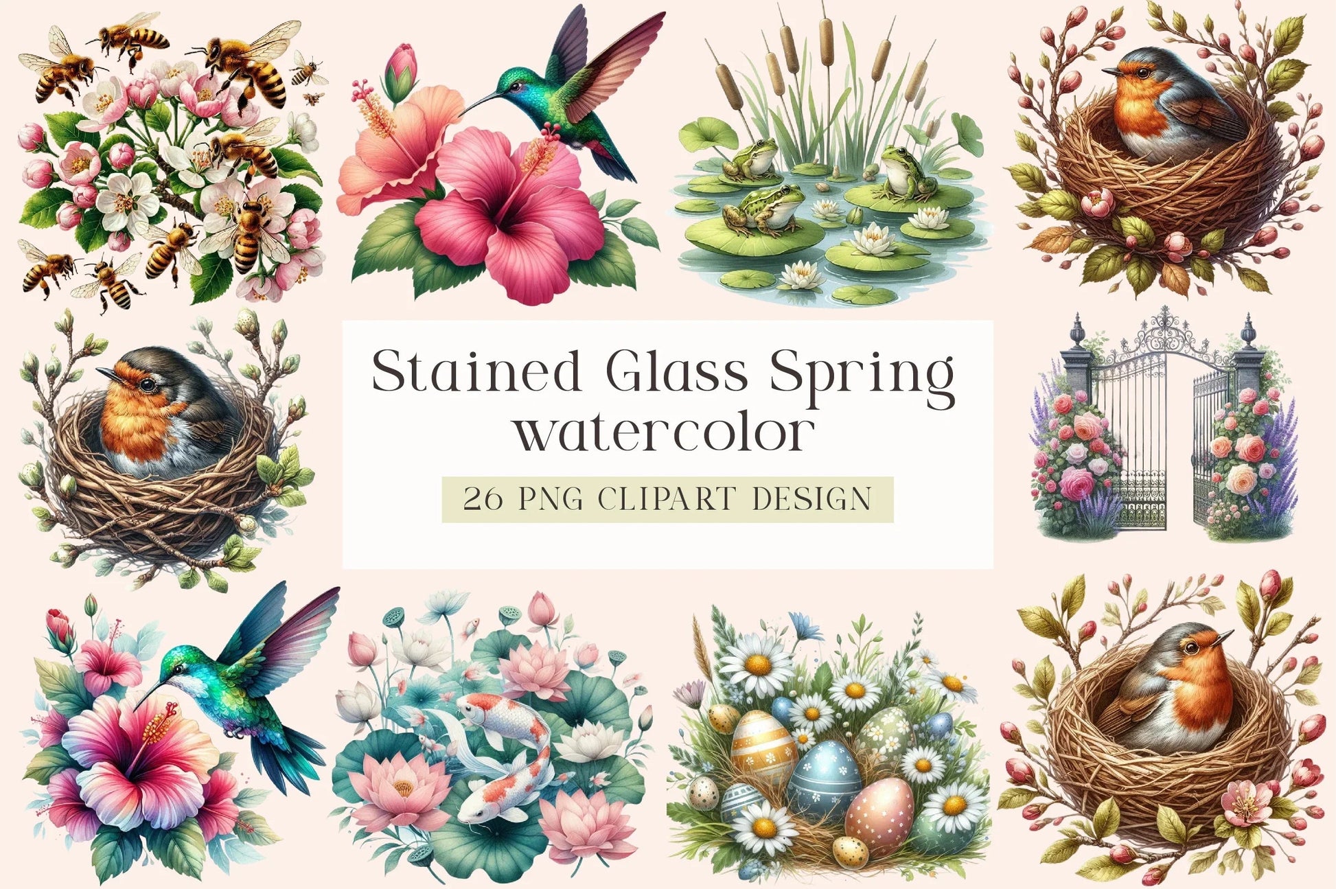 Stained Glass Spring Clipart Bundle - CraftNest - Digital Crafting and Art