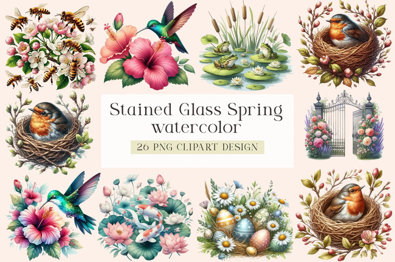 Stained Glass Spring Clipart Bundle - CraftNest - Digital Crafting and Art