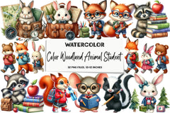 Woodland Animal Student Clipart Bundle - CraftNest - Digital Crafting and Art