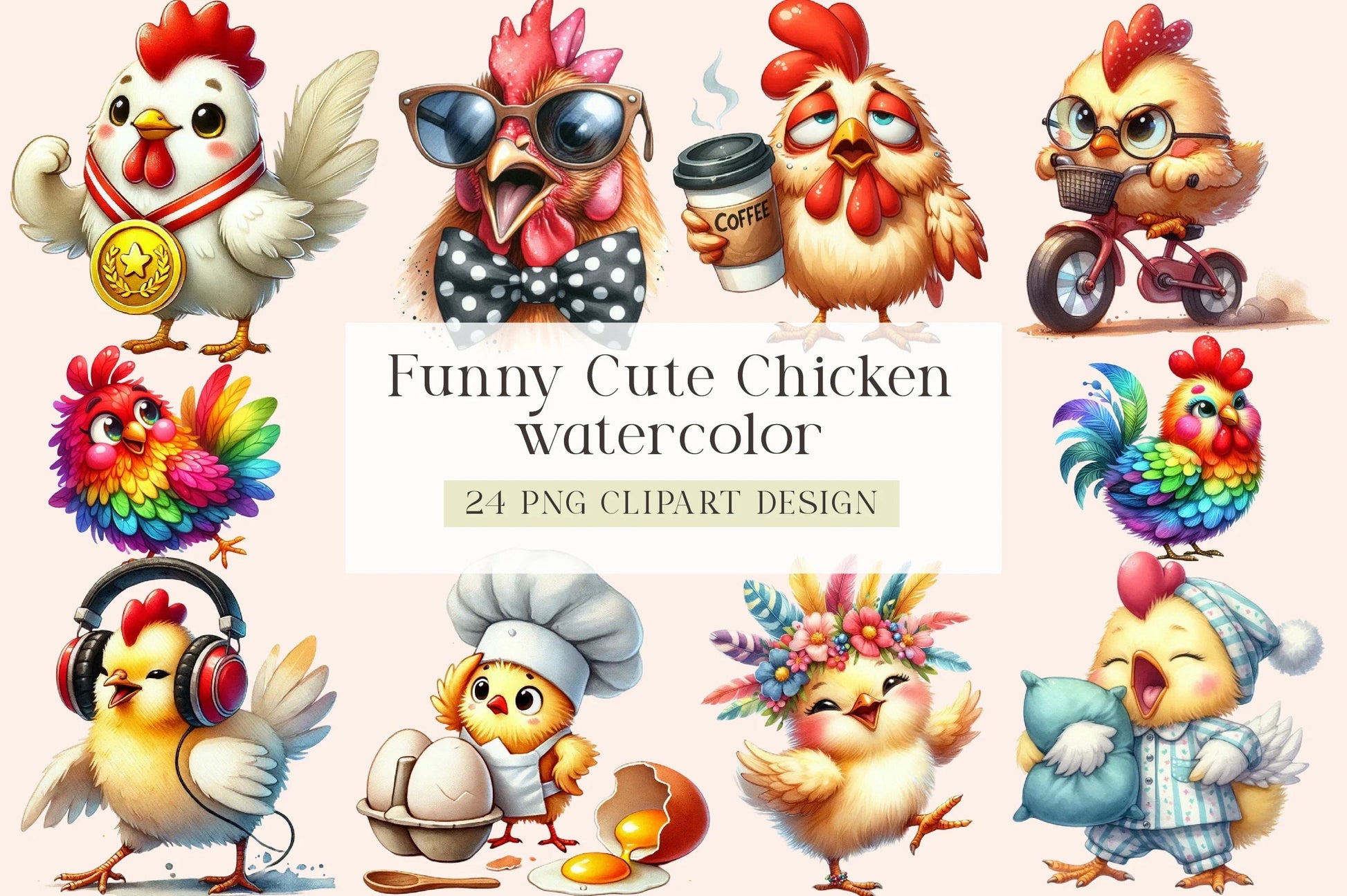 Funny Chicken Crazy Clipart Bundle - CraftNest - Digital Crafting and Art