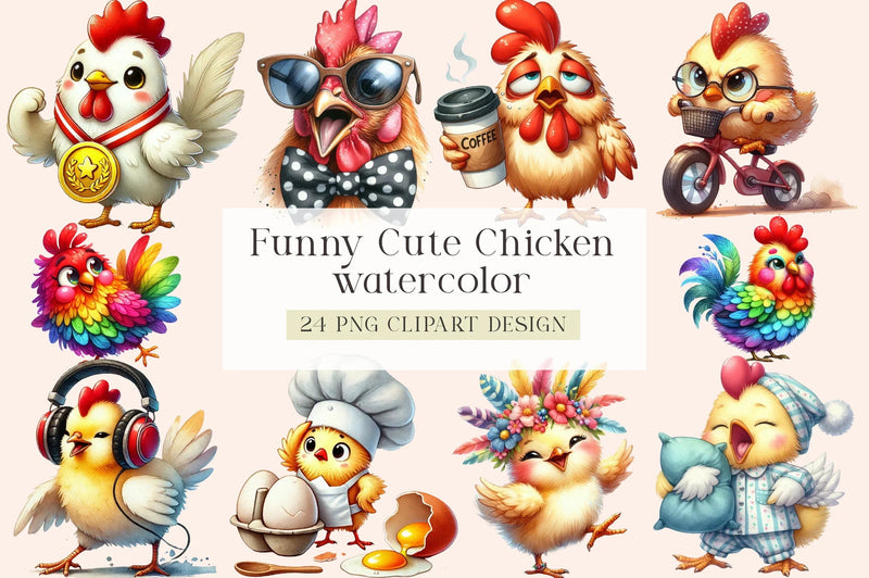 Funny Chicken Crazy Clipart Bundle - CraftNest - Digital Crafting and Art