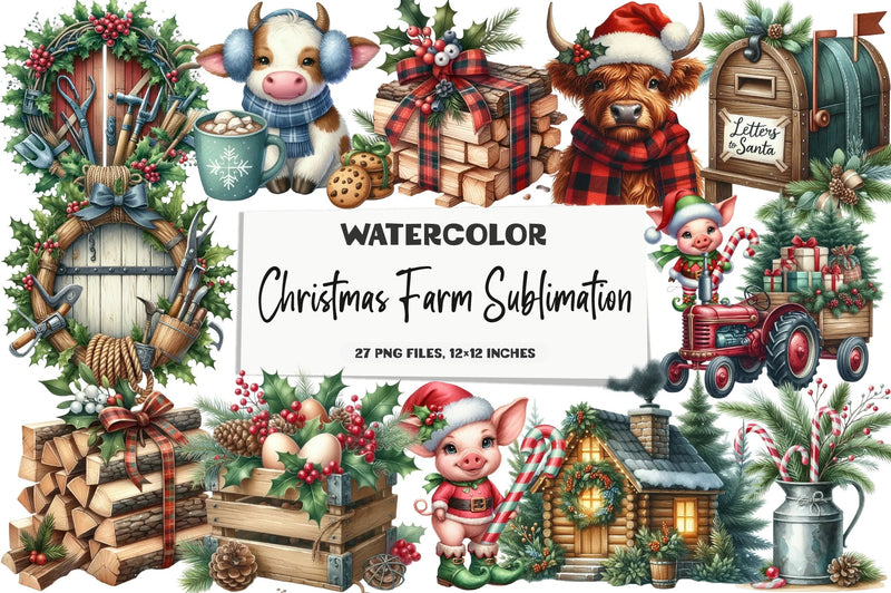 Christmas Farm Clipart Bundle - CraftNest - Digital Crafting and Art
