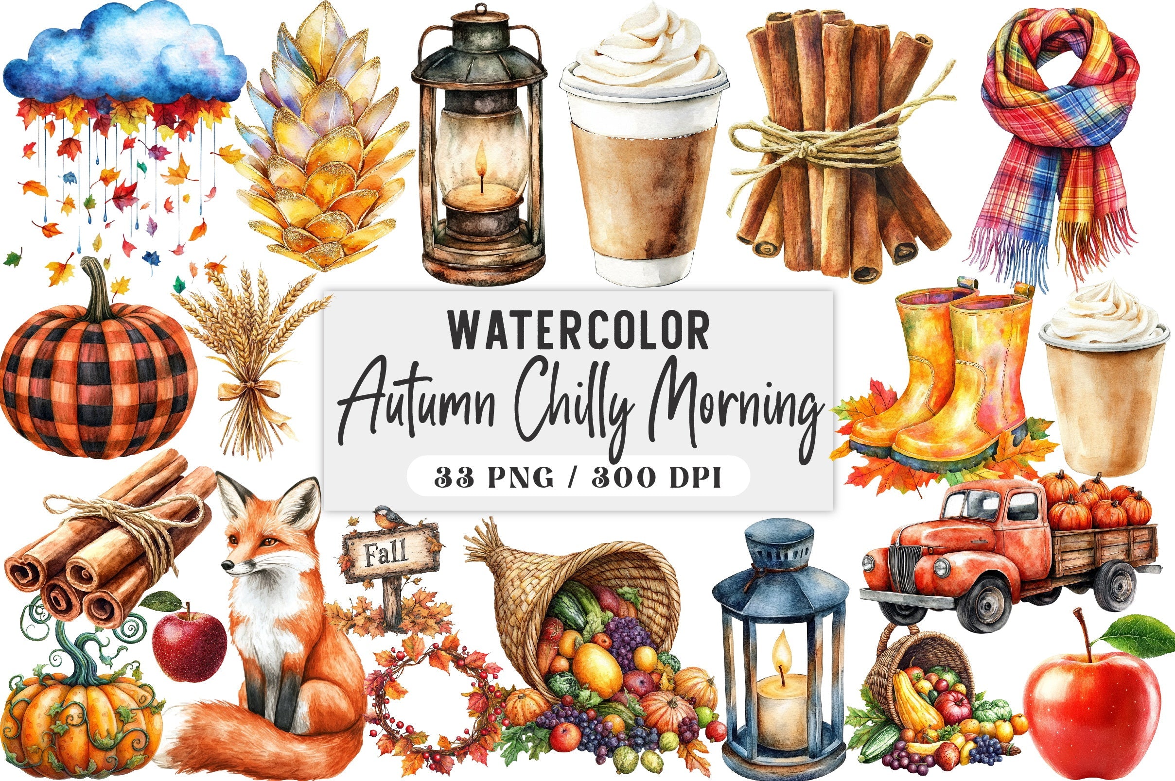 Autumn Chilly Morning Clipart Bundle