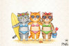Funny Cat Summer Animal Clipart Bundle