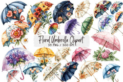 Floral Umbrella Clipart Bundle - CraftNest - Digital Crafting and Art