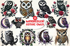 Gothic Owls Clipart Bundle - CraftNest - Digital Crafting and Art