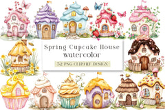 Spring Cupcake House Clipart Bundle - CraftNest - Digital Crafting and Art
