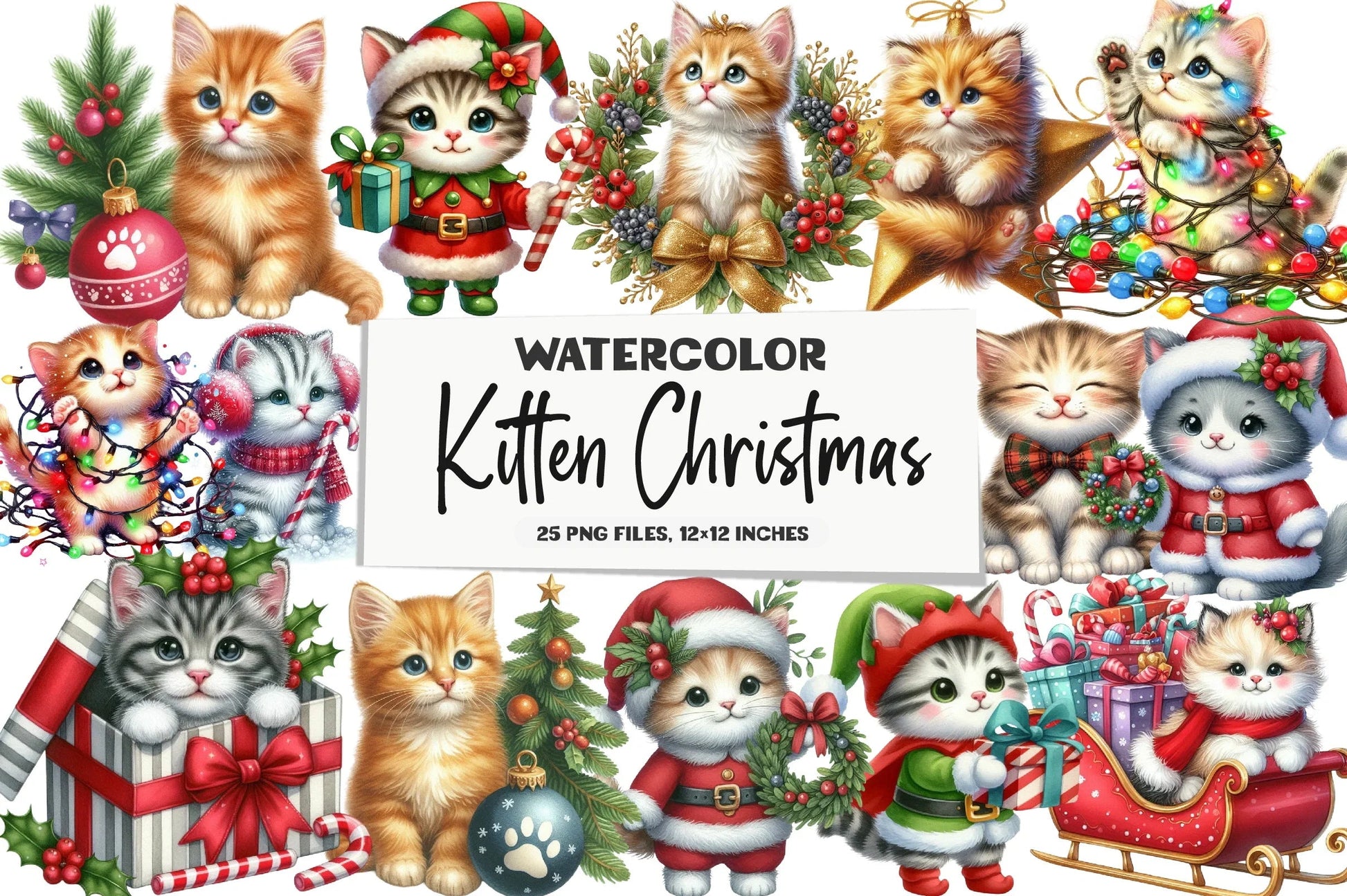 Kitten Christmas Clipart Bundle - CraftNest - Digital Crafting and Art