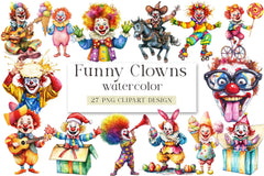 Funny Clowns Clipart Bundle - CraftNest - Digital Crafting and Art