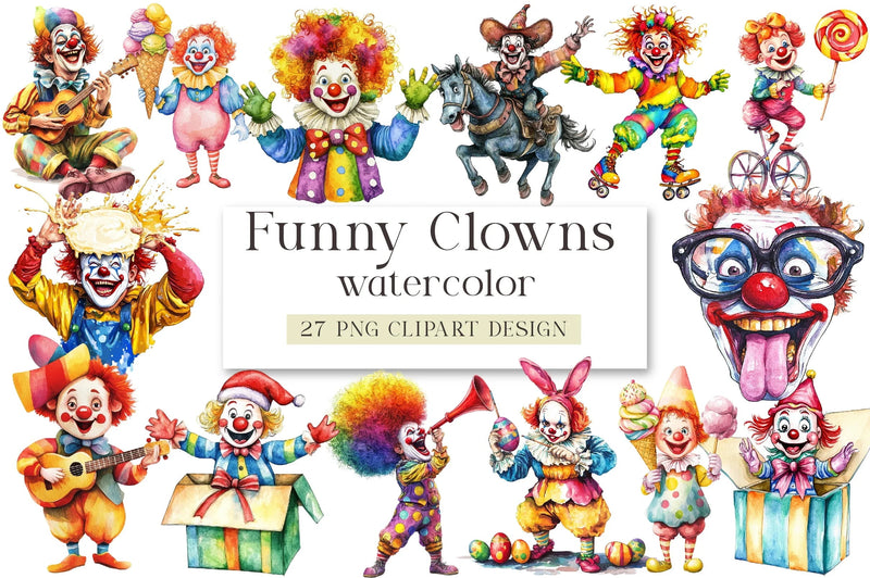 Funny Clowns Clipart Bundle - CraftNest - Digital Crafting and Art