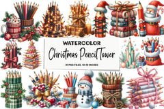 Christmas Pencil Tower Clipart Bundle - CraftNest - Digital Crafting and Art