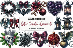 Gothic Christmas Ornaments Clipart Bundle - CraftNest - Digital Crafting and Art