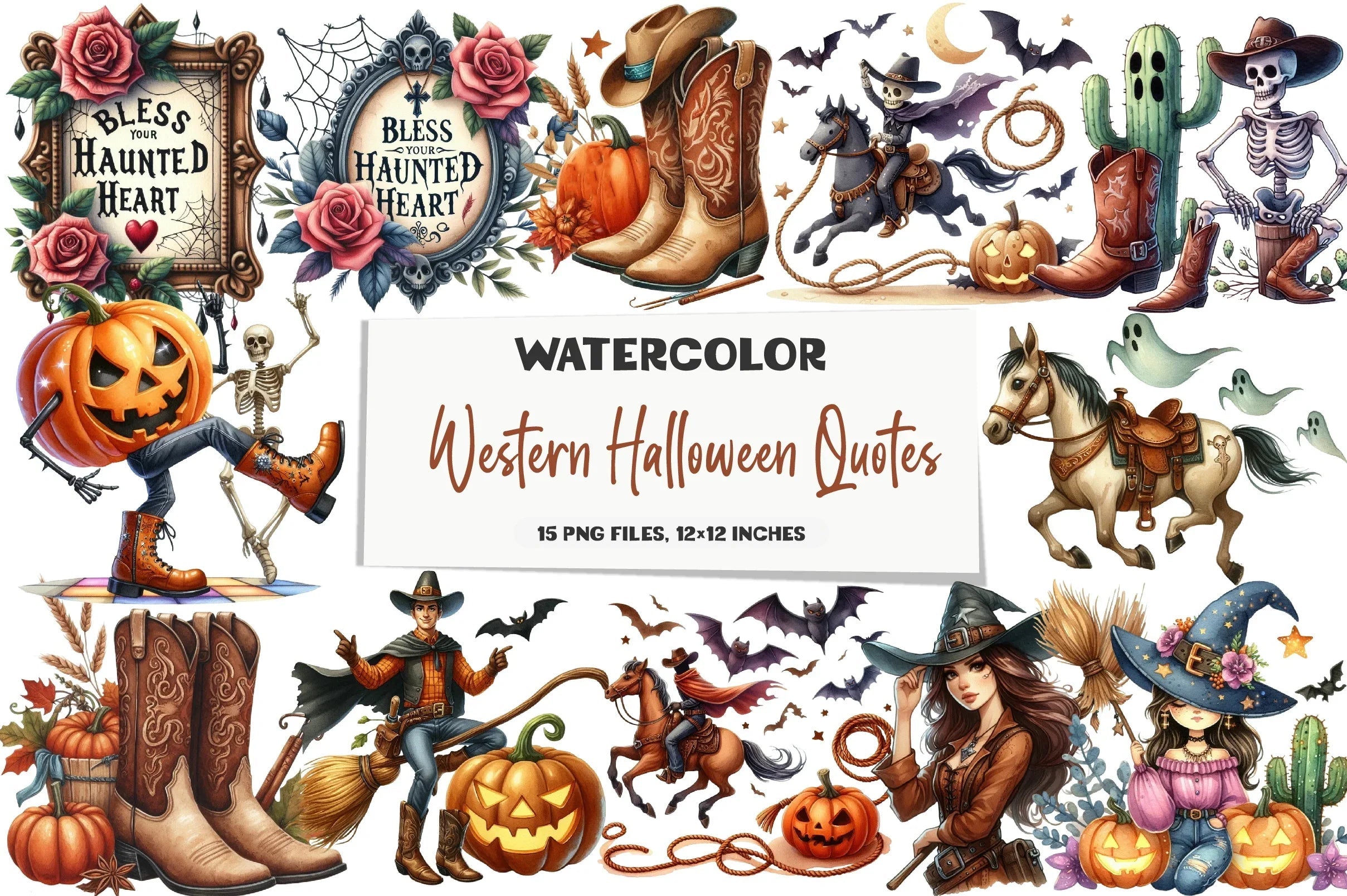 Western Halloween Quotes Clipart Bundle - CraftNest - Digital Crafting and Art