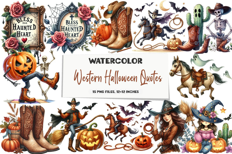 Western Halloween Quotes Clipart Bundle - CraftNest - Digital Crafting and Art