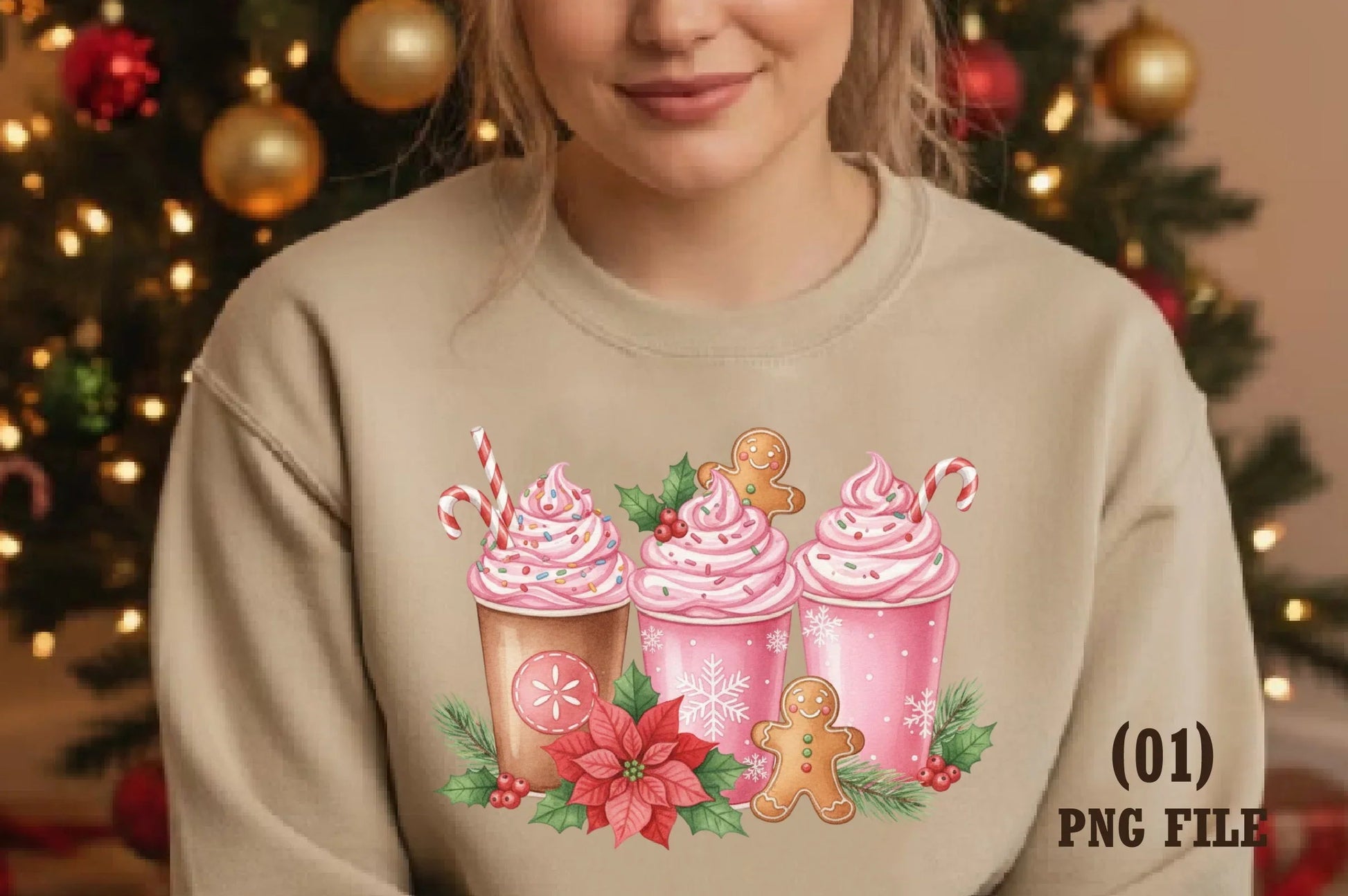 Pink Gingerbread Coffee Christmas Clipart Bundle - CraftNest - Digital Crafting and Art