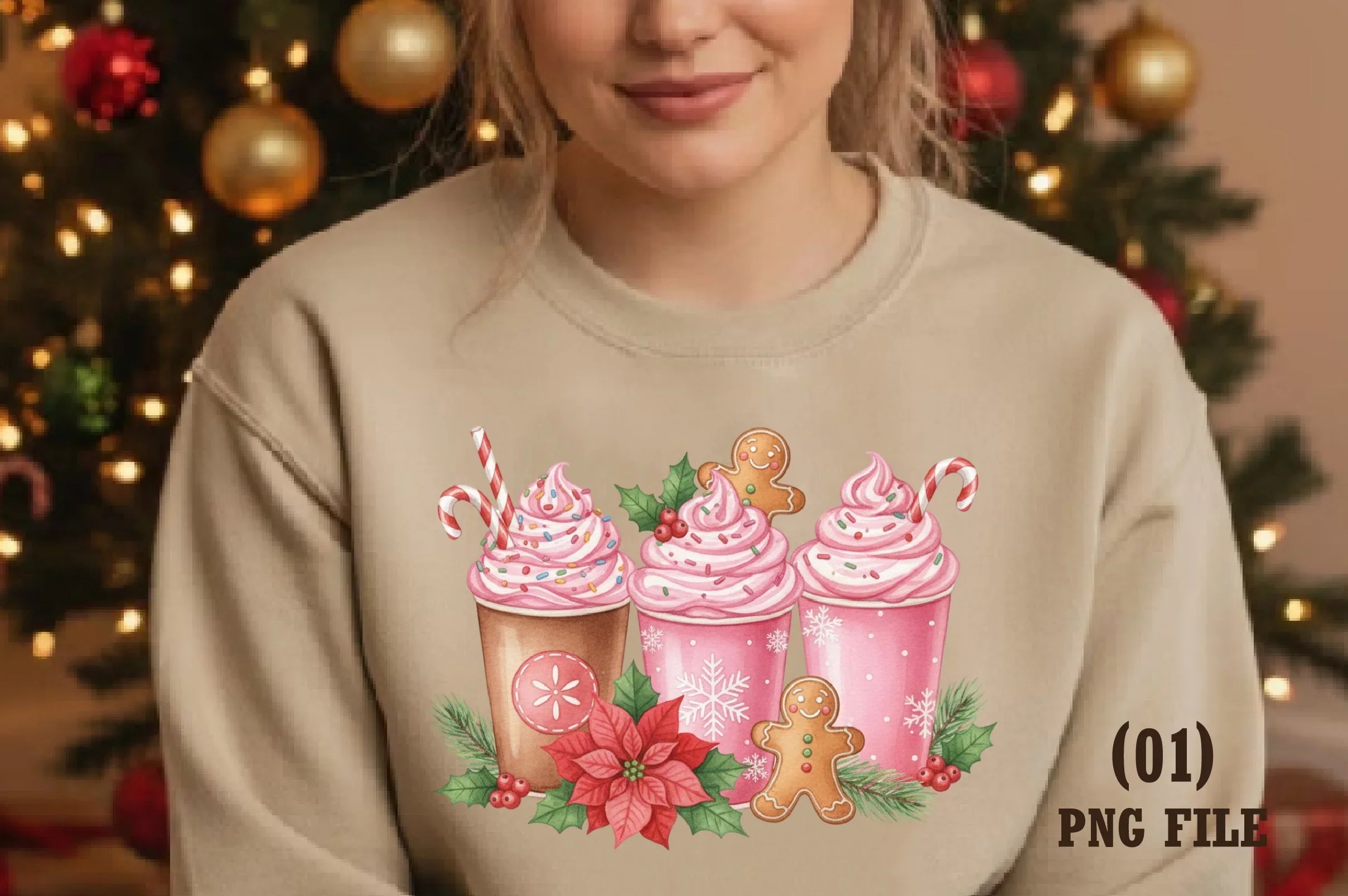 Pink Gingerbread Coffee Christmas Clipart Bundle - CraftNest - Digital Crafting and Art