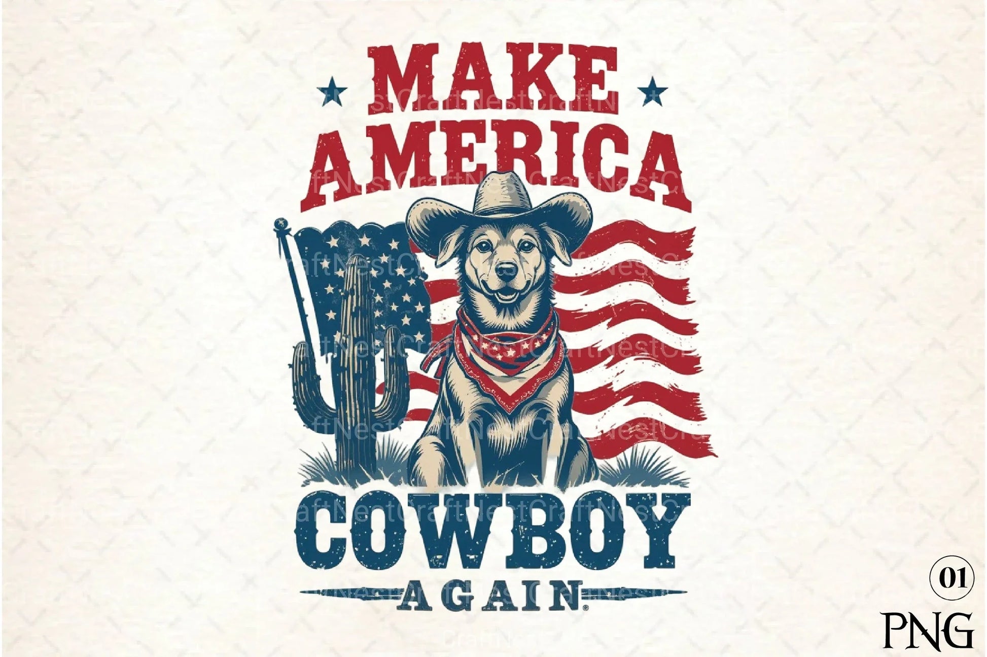 Patriotic Cowboy 4th of July Dog Clipart Bundle - CraftNest - Digital Crafting and Art