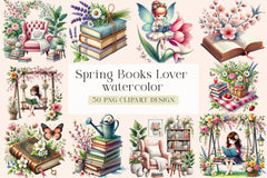 Spring Book Lover Clipart Bundle - CraftNest - Digital Crafting and Art