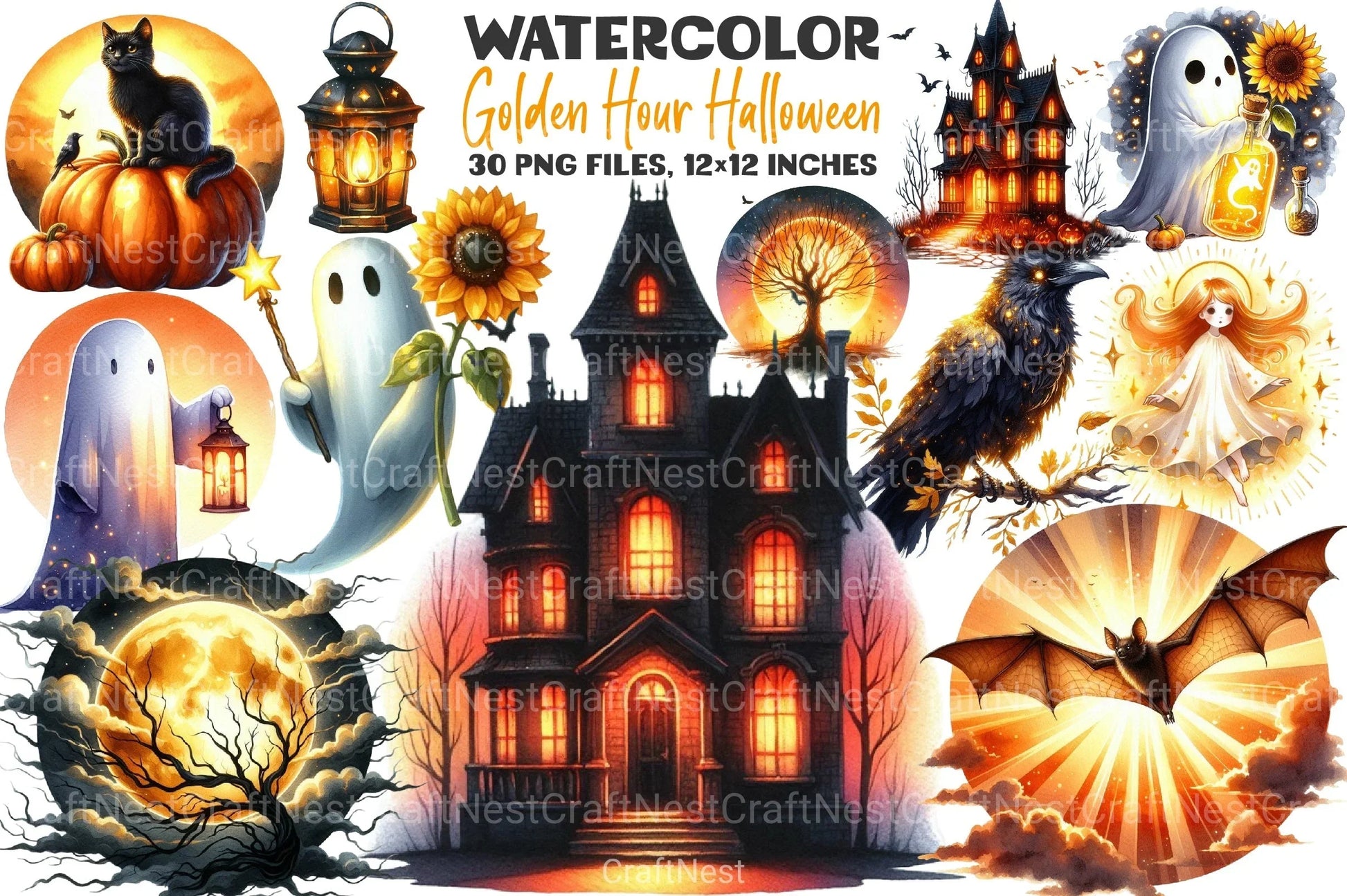 Golden Hour Halloween Clipart Bundle - CraftNest - Digital Crafting and Art