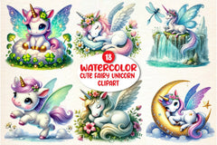 Cute Fairy Unicorn Clipart Bundle - CraftNest - Digital Crafting and Art