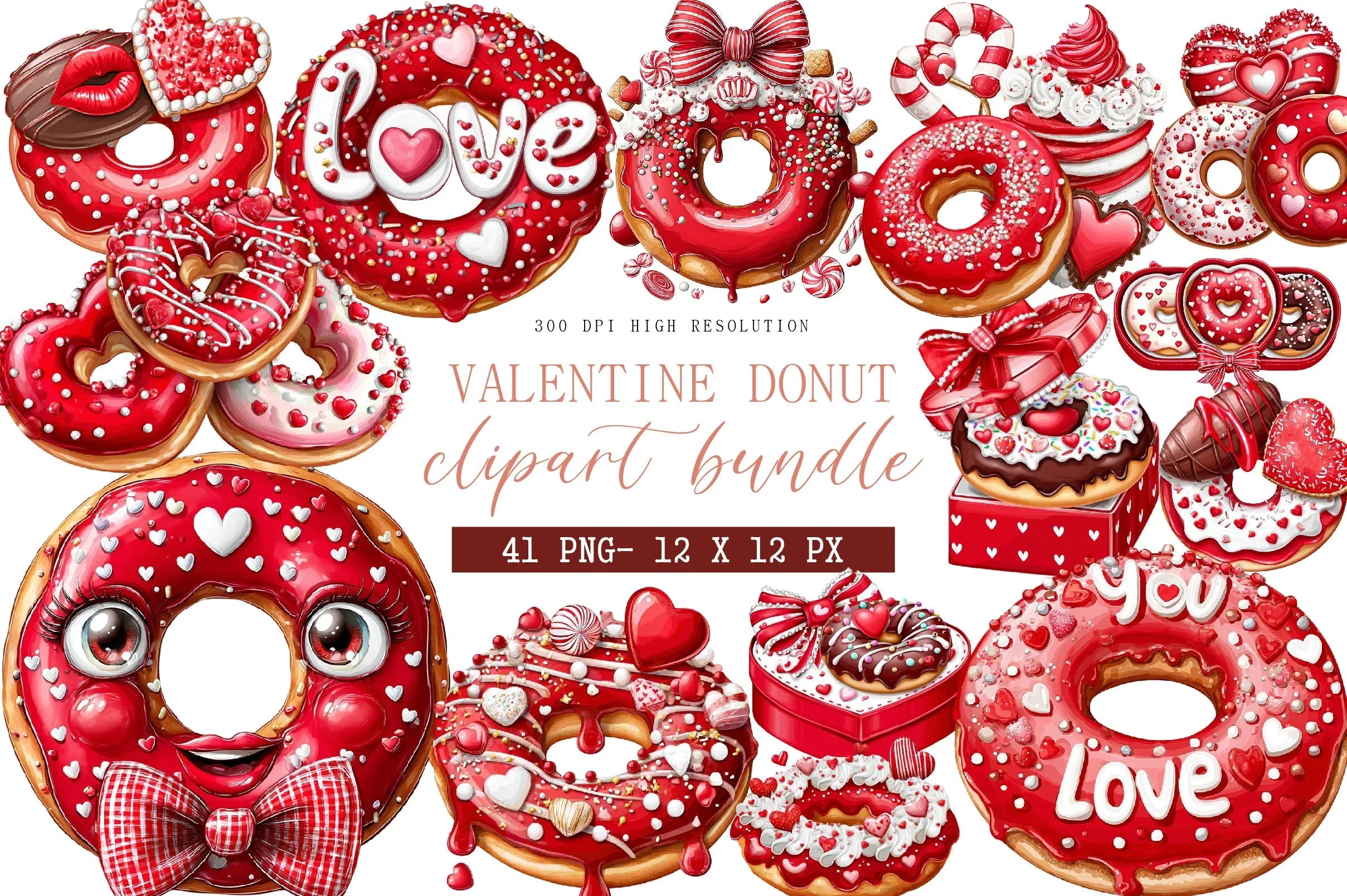 Valentine Donut Clipart Bundle - CraftNest - Digital Crafting and Art