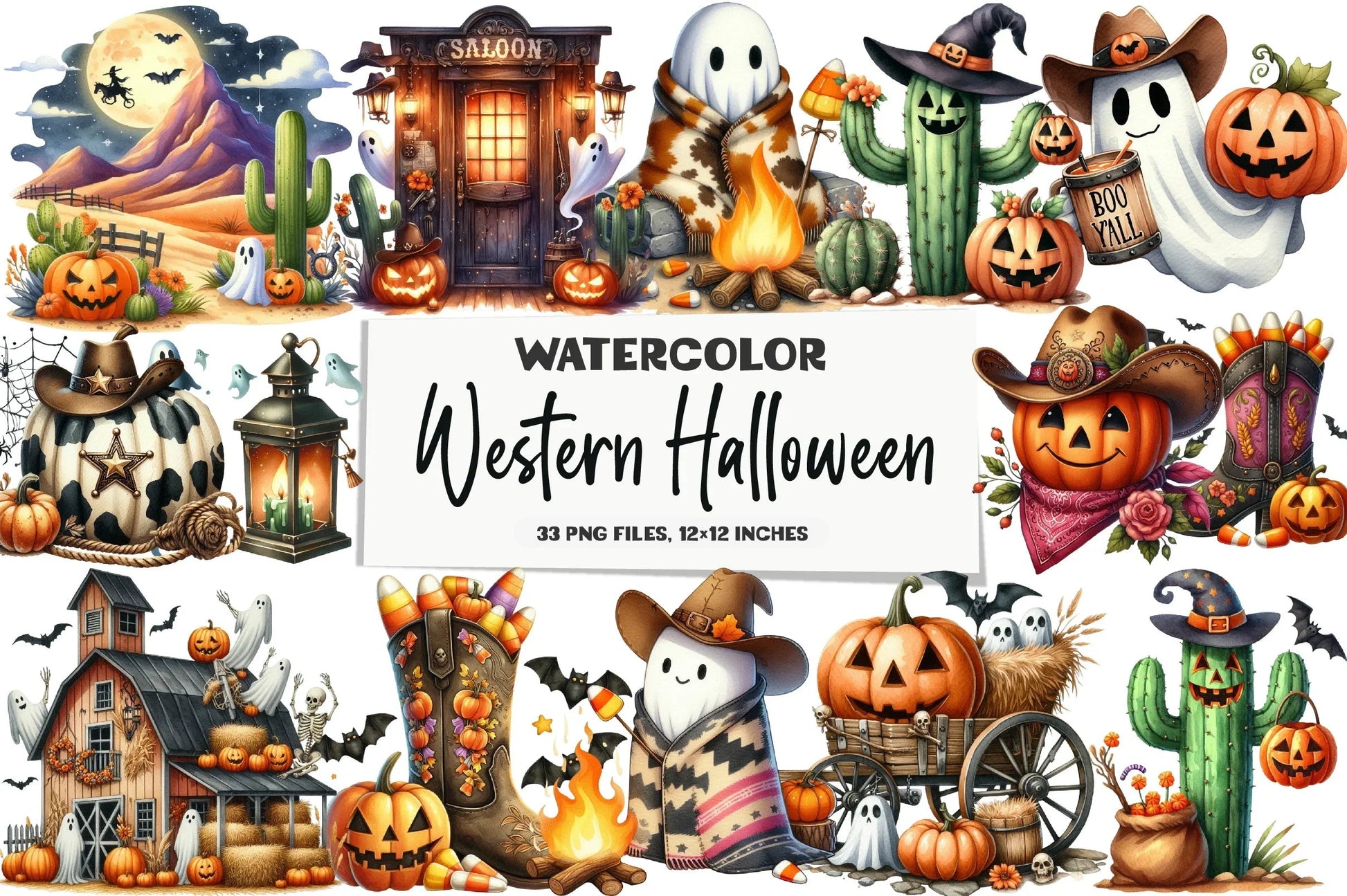 Western Halloween Clipart Bundle - CraftNest - Digital Crafting and Art