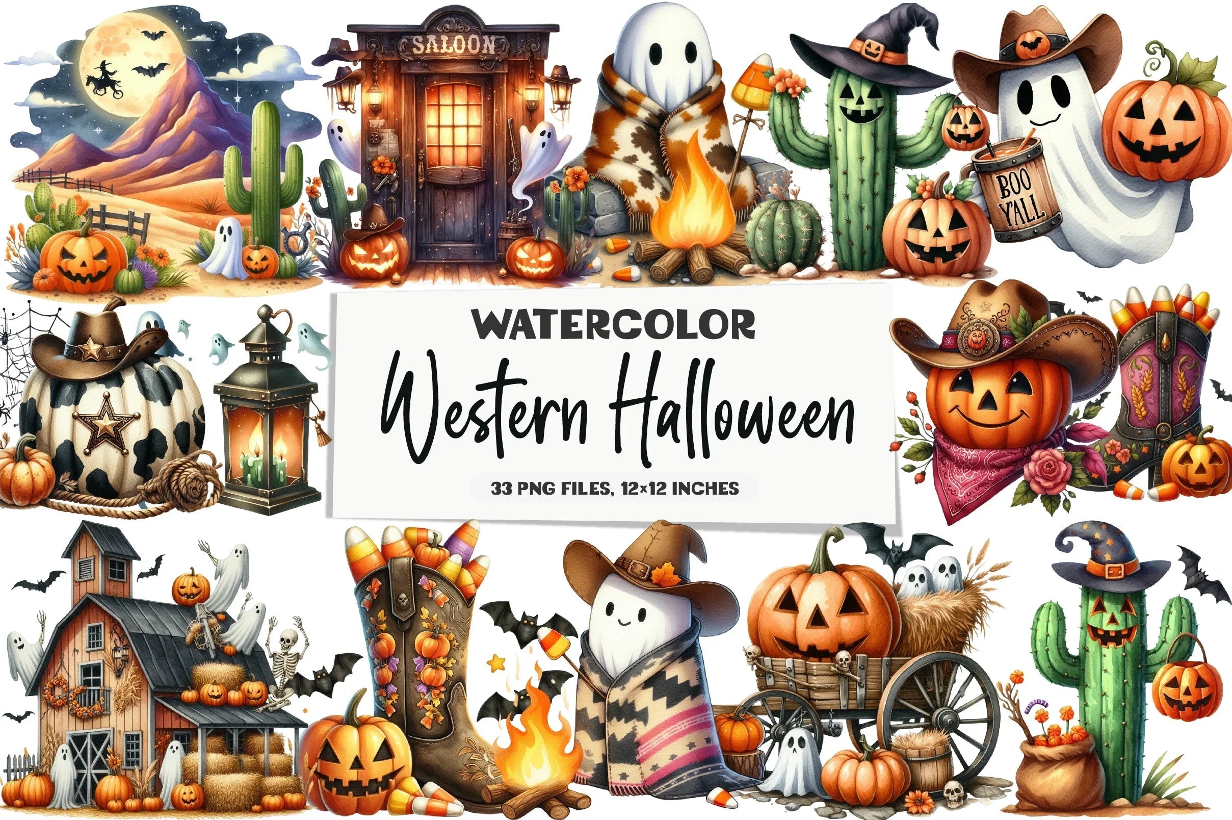 Western Halloween Clipart Bundle - CraftNest - Digital Crafting and Art