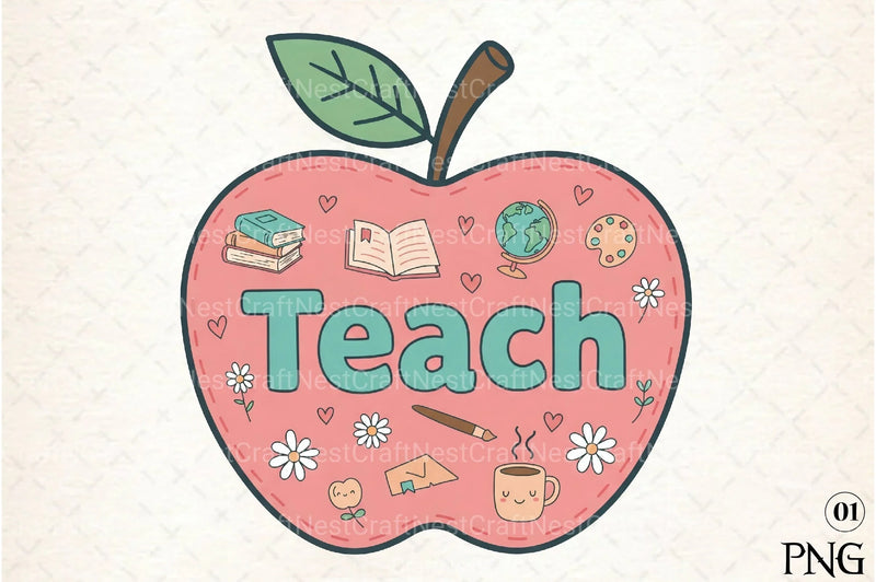 Teach Teacher Apple Clipart Bundle - CraftNest - Digital Crafting and Art