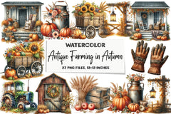 Antique Autumn Farming Clipart Bundle - CraftNest - Digital Crafting and Art