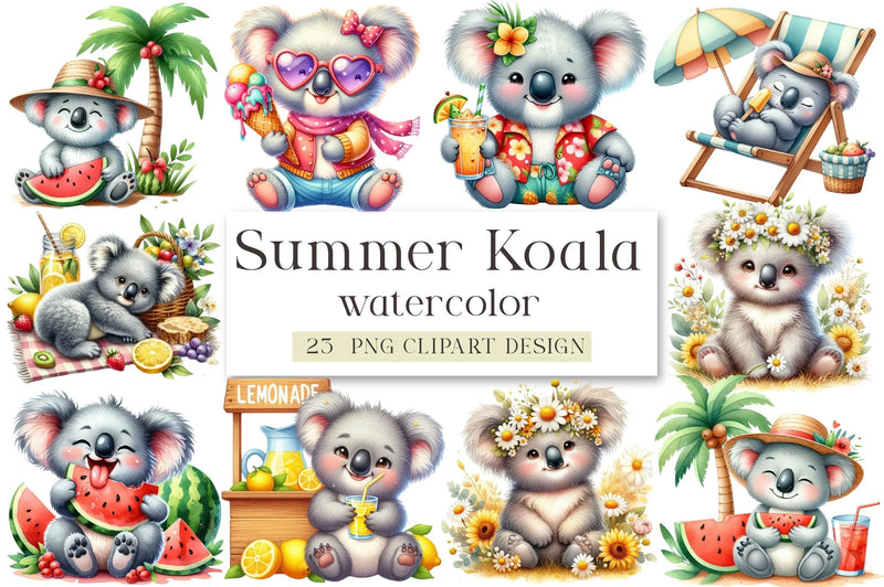 Summer Koala Clipart Bundle - CraftNest - Digital Crafting and Art
