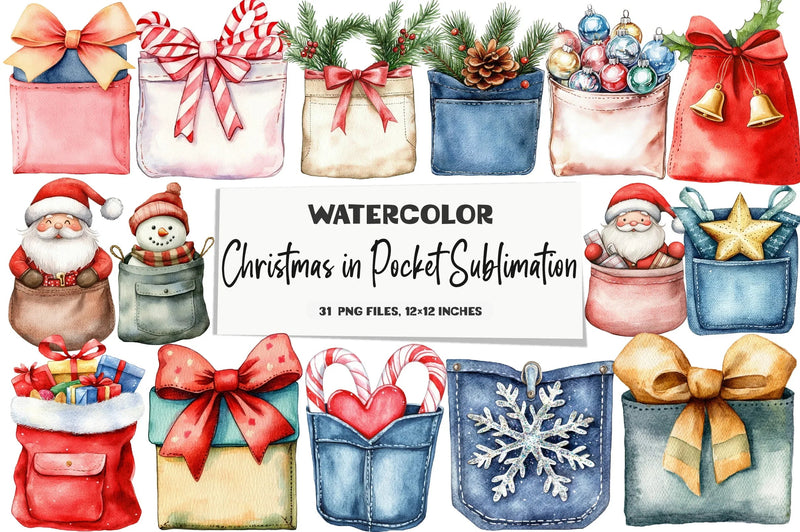 Christmas Pocket Sublimation Clipart Bundle - CraftNest - Digital Crafting and Art