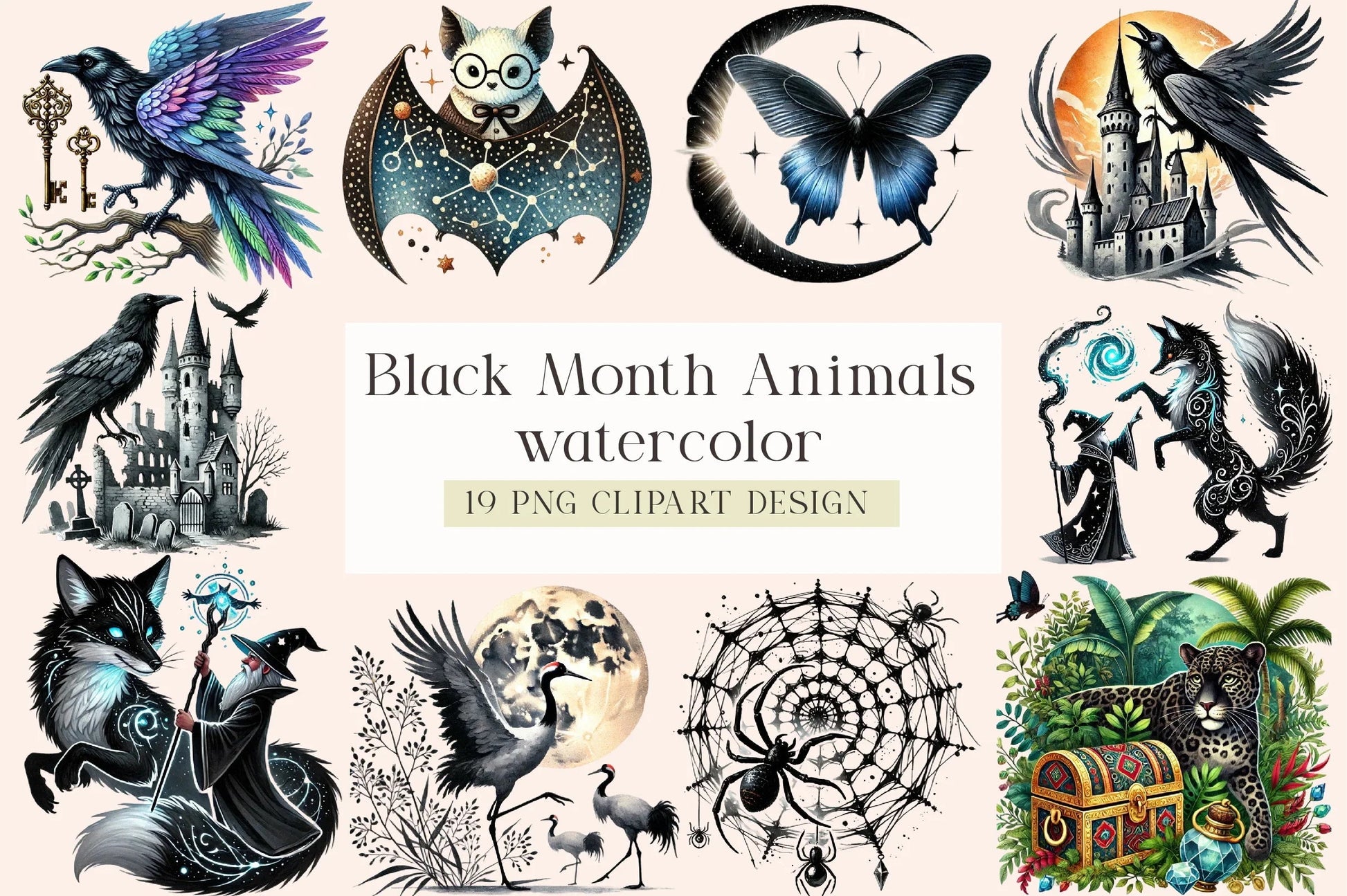 Black Month Animals Clipart Bundle - CraftNest - Digital Crafting and Art